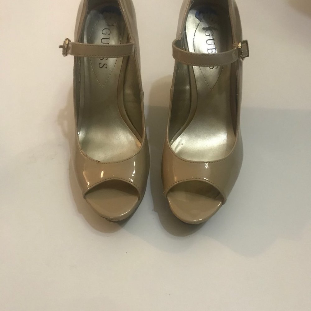 Guess Blush Cork Wedge Heels in Blush